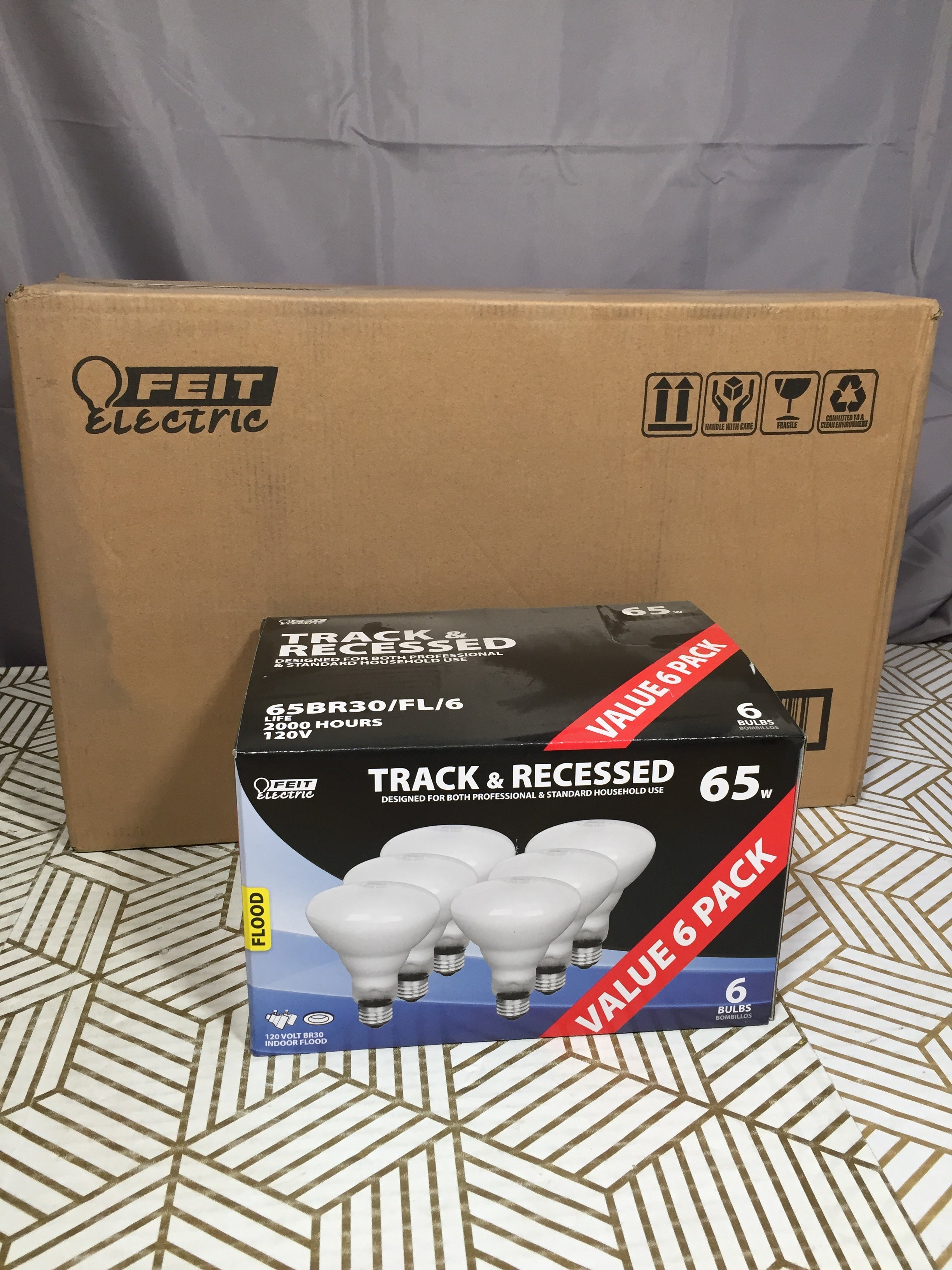 FEIT Electric Track & Recessed 65W 120V BR30 Indoor Flood-(4)-6 Packs 24 Total (8170682843374)